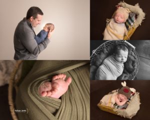 baby boy newborn wrapped in green wrap showing his feet in Pittsburgh, PA