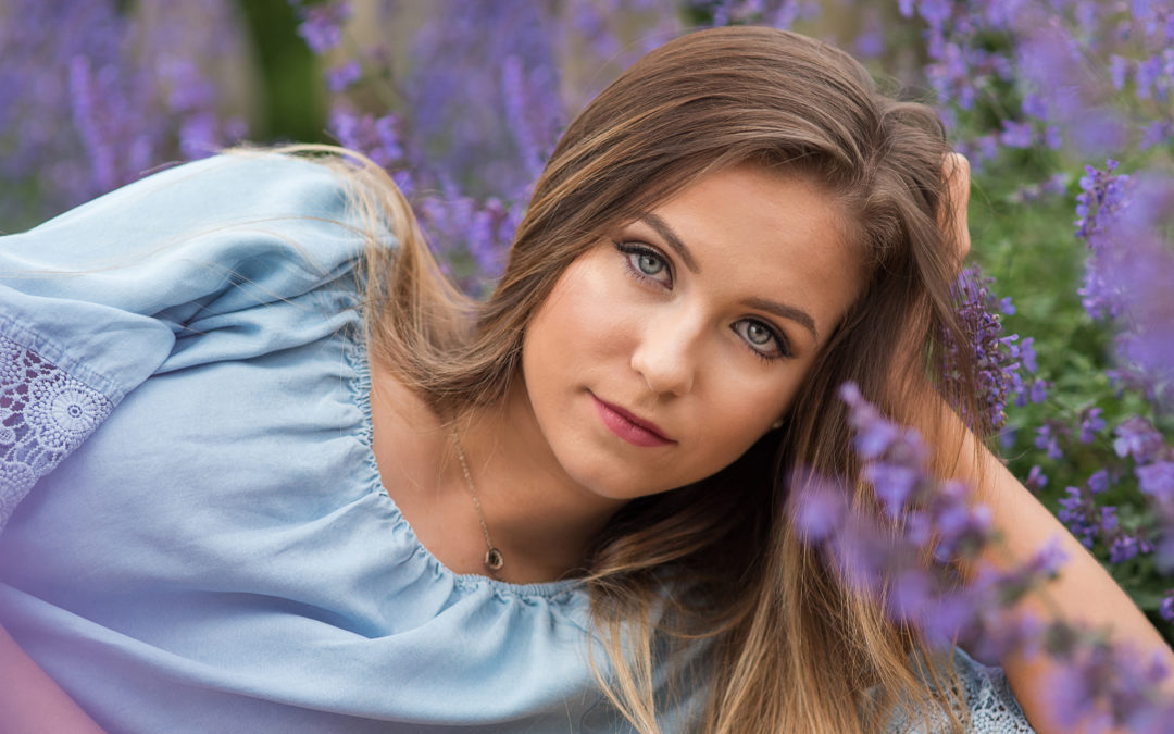 Seneca Valley Senior lays in field of lavender Pittsburgh PA senior pictures