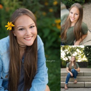 Cranberry Twp Senior Photographer photographs girl in yellow flowers and summer sunshine