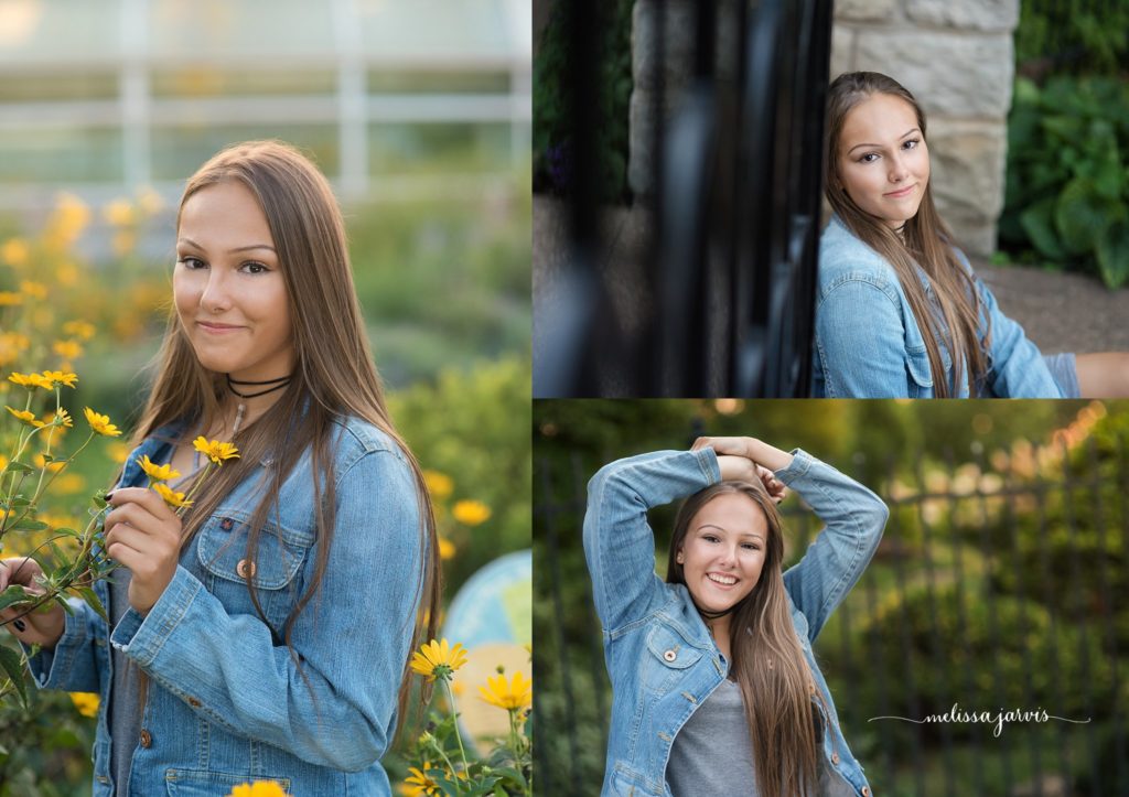 Cranberry Twp Senior Photographer photographs girl in flowers of yellow