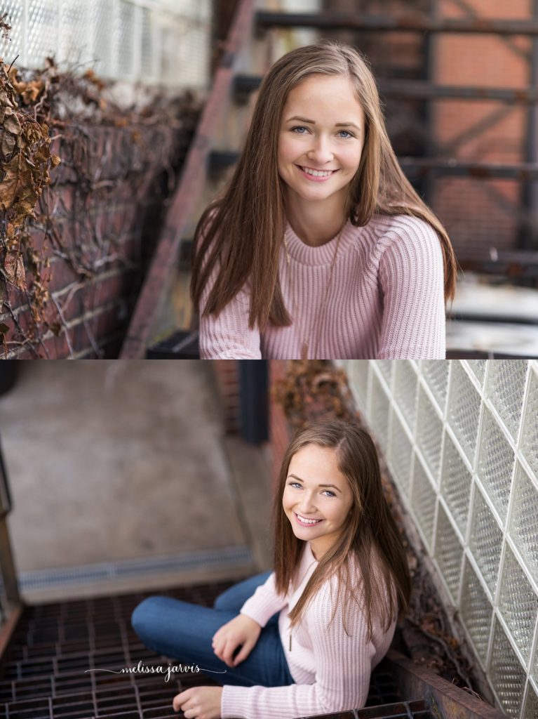senior portrait session in downtown sewickley gives urban chic vibe