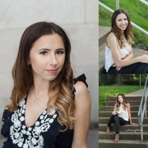 senior girl from shadyside pa sits on cobblestone street for senior portrait session in Pittsburgh PA