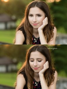 senior girl from shadyside pa leans against wall at sunset for senior portrait session in Pittsburgh PA