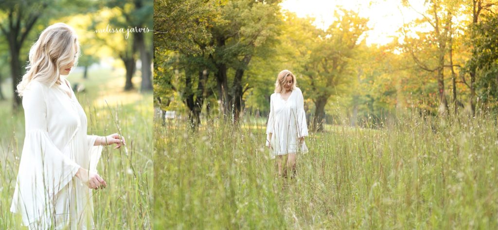 senior girl from ben avon heights pa stands candidly in field of tall grasses for senior portrait session in Pittsburgh PA